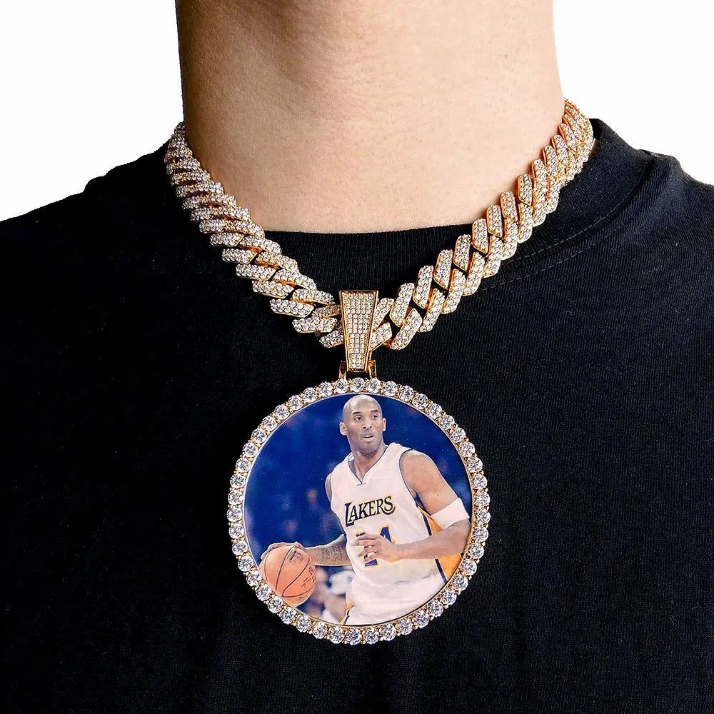 Large Circle Unisex Custom Photo Necklace